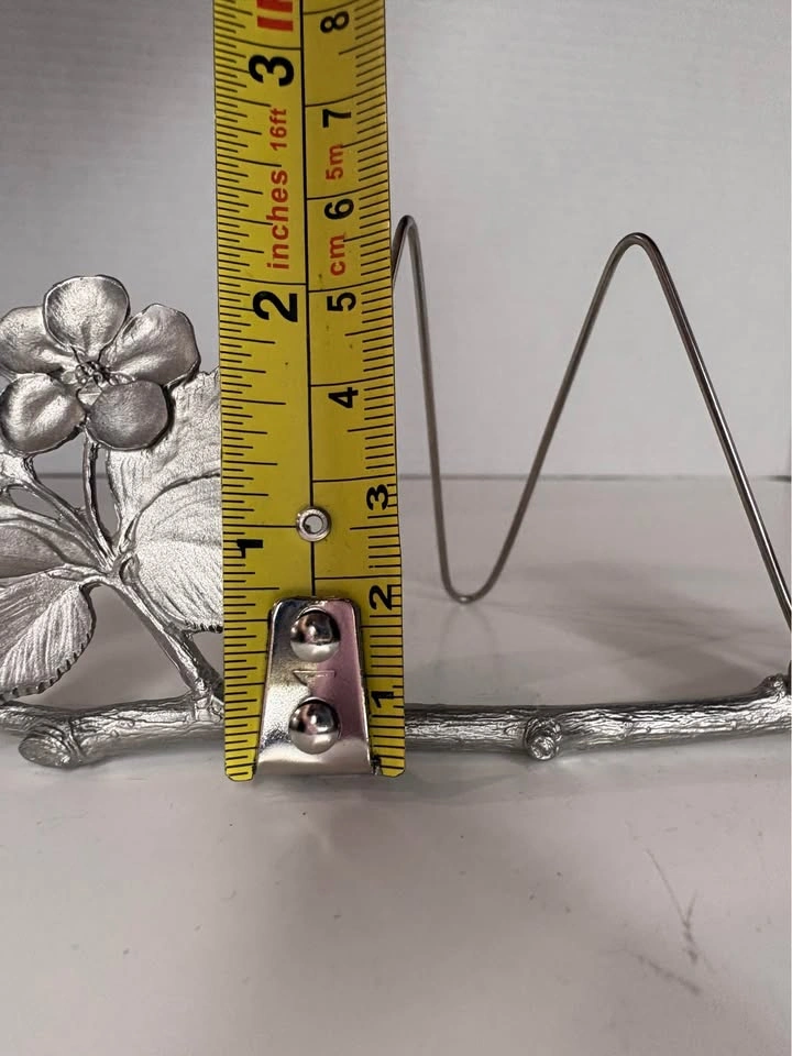 Vintage Pewter Floral Branch Plate Stand - photo 5