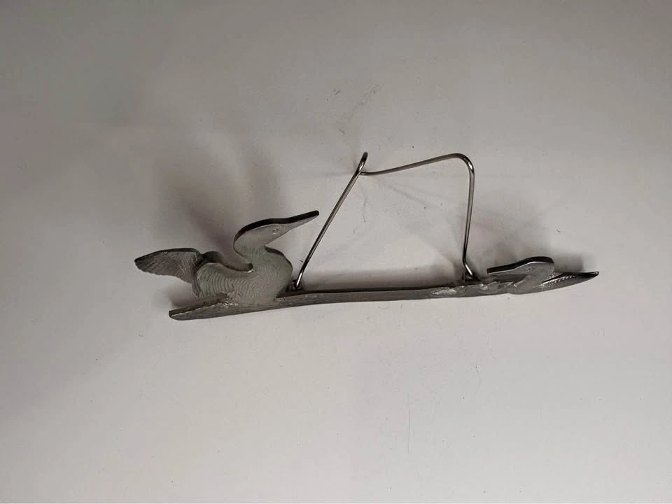 Vintage Pewter Loon Family Napkin Holder - photo 2
