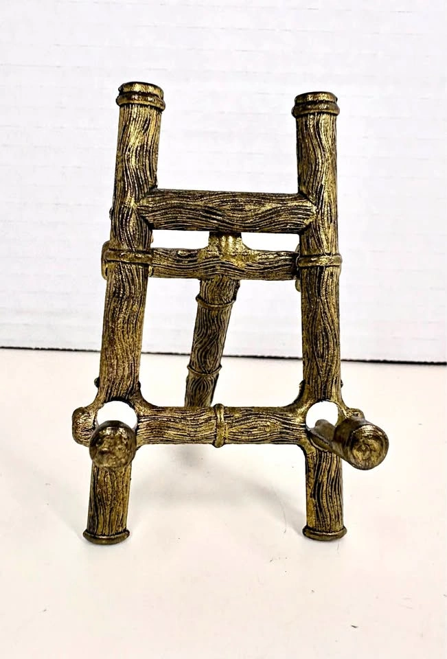 Vintage Gold Faux Bamboo Easel Stand Made in Italy