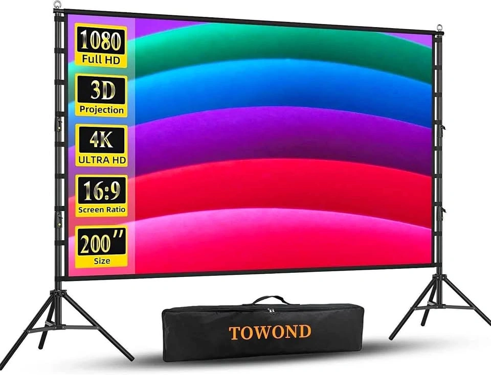 TOWOND Projector Screen and Stand, 200 inch