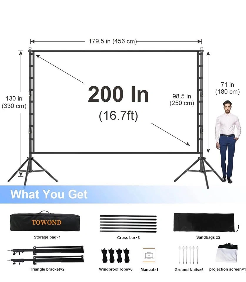TOWOND Projector Screen and Stand, 200 inch - photo 5