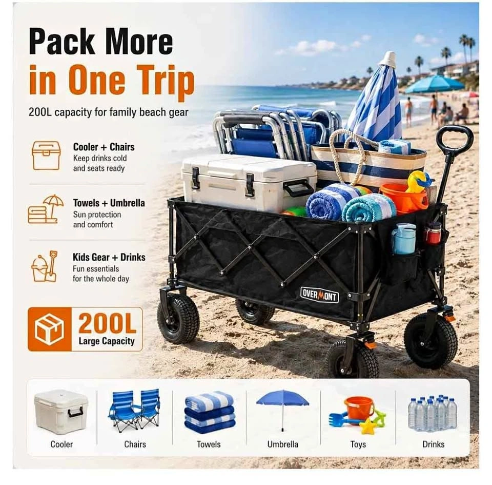 Overmont Collapsible Beach Wagon