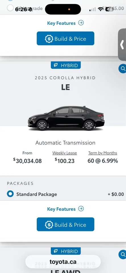 Toyota Corolla hybrid LE 2026 Fwd brand new with 0 kms image indicator(3)