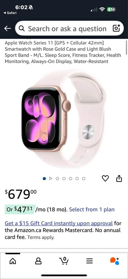 Apple watch series 11 42 mm silver cellular(LTE)+gps brand new u thumbnail