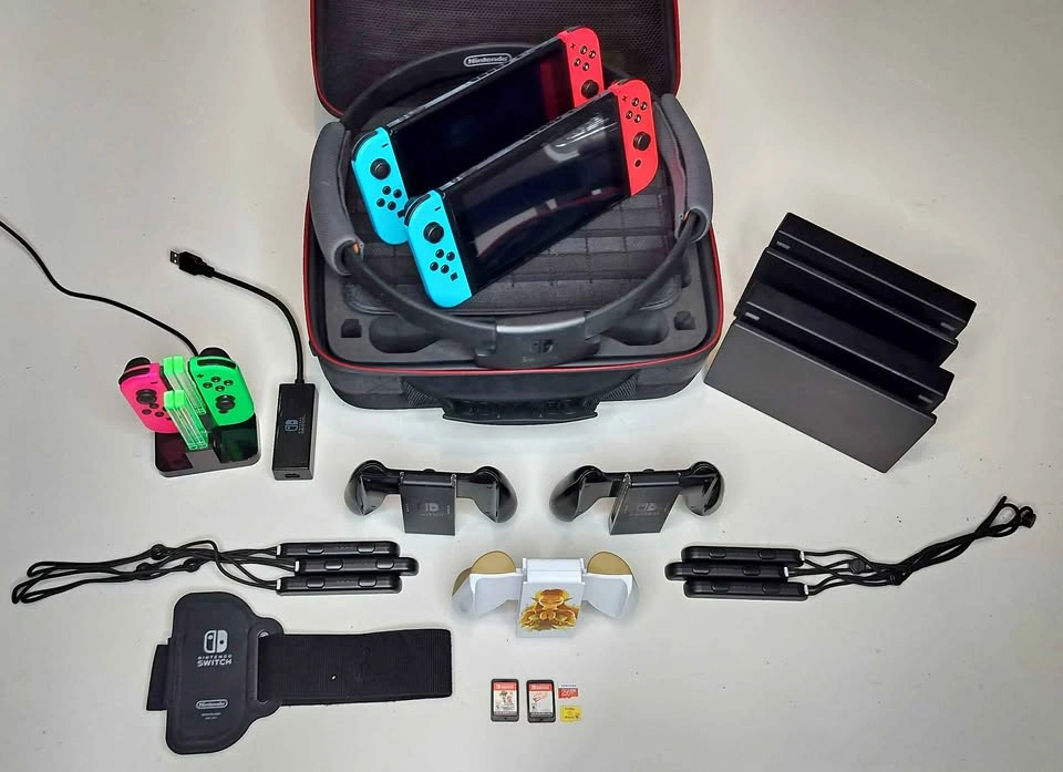 Nintendo Switch Bundle: 2 Consoles, 6 Joy-Cons, Games & Extras