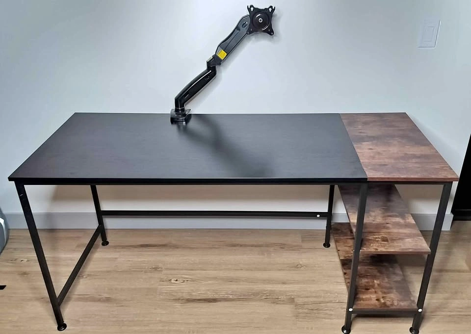 Large Computer/Gaming Desk with Shelves, Monitor Arm