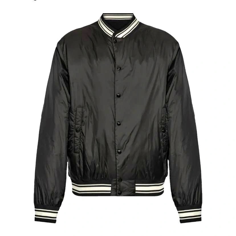 Black Insulated Varsity Bomber Jacket