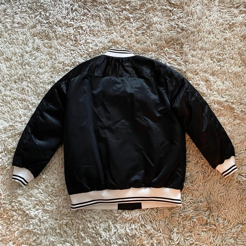 Black Insulated Varsity Bomber Jacket - photo 3