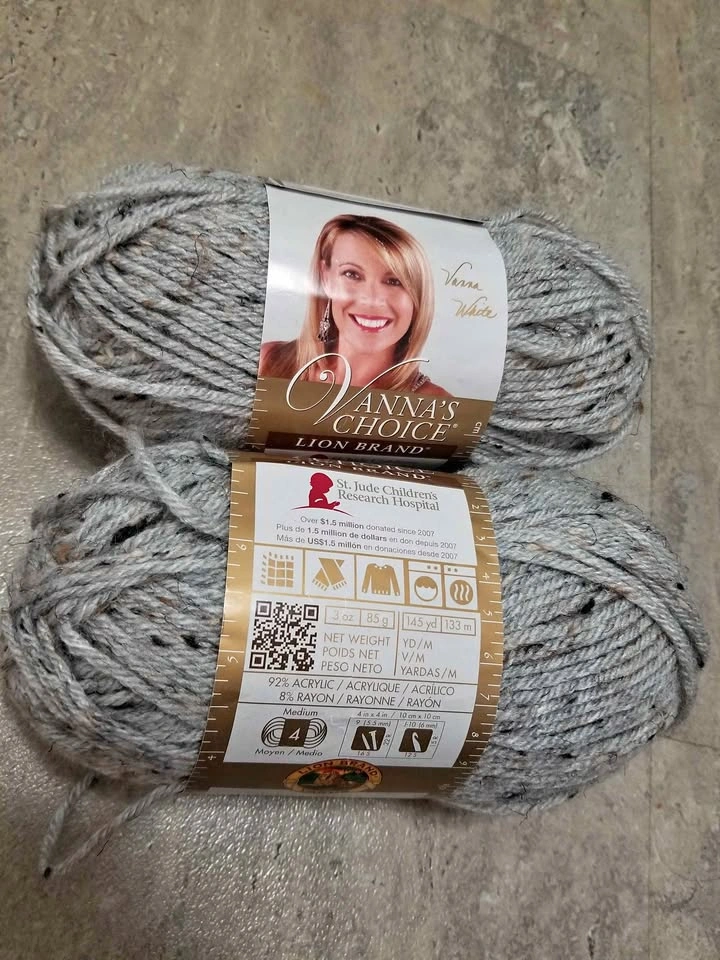 Grey Marble Medium Weight Yarn Lion Brand 2 Skeins