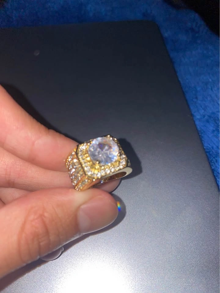 Gold Toned Iced Out Men's Ring
