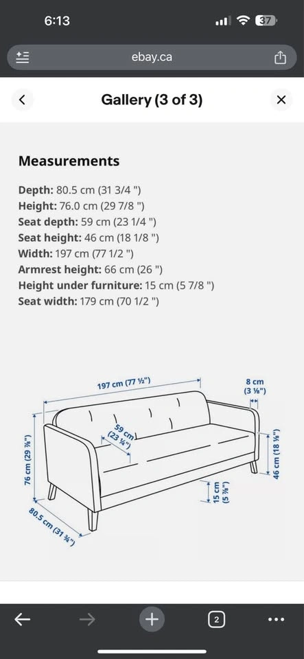 IKEA LANDSKRONA 3-Seat Sofa, Dark Grey - photo 3