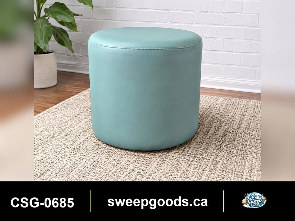 Mint Teal Round Ottoman / Footstool (2pcs available)