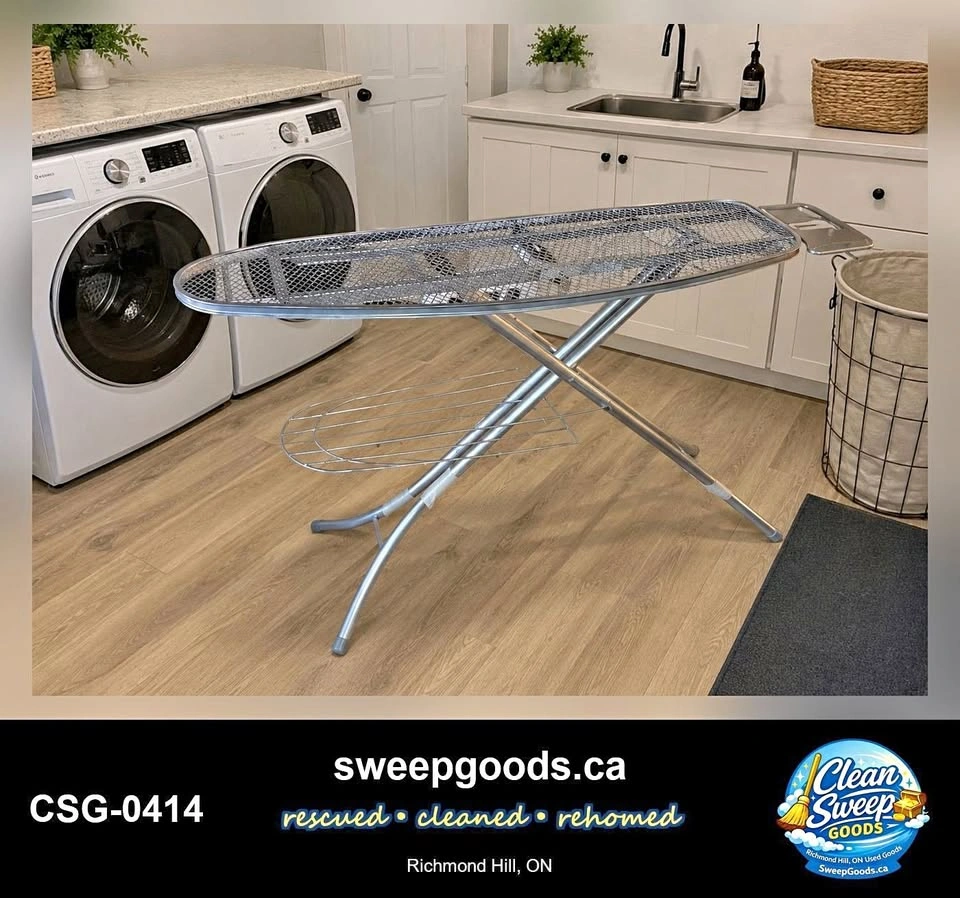 Deluxe Silver Metal Ironing Board with Iron Rest & Rack