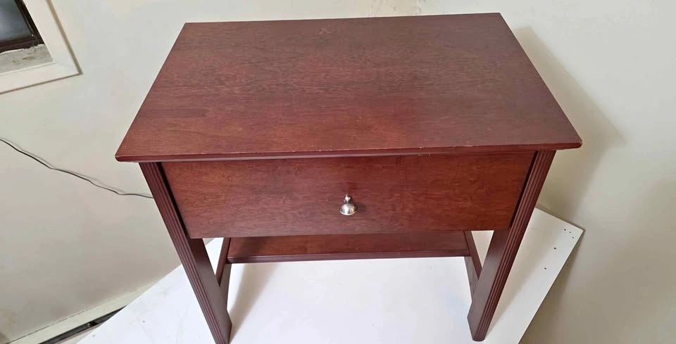 Dark Wood Nightstand with Drawer