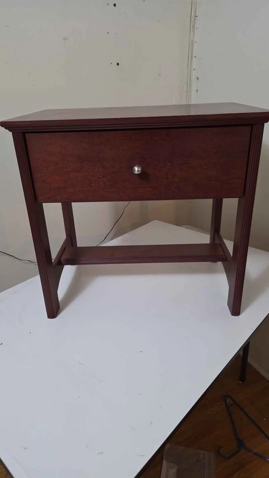 Dark Wood Nightstand with Drawer - photo 2