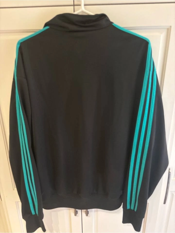 Adidas Women’s Black Track Jacket with Teal Stripes large - photo 3