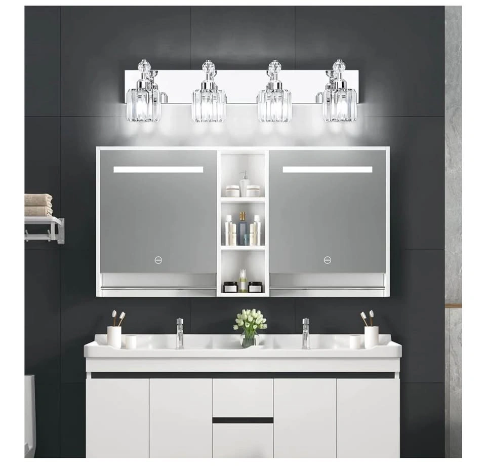 PRESDE Bathroom Lights Fixtures Chrome Modern 4-Light Crystal - photo 2