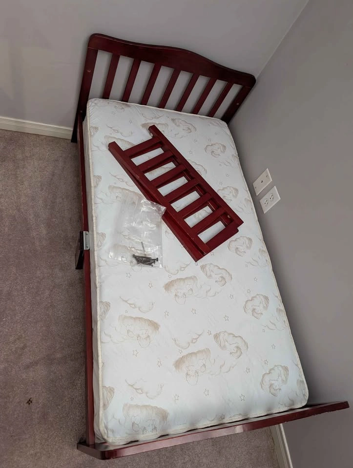 Solid Wood Toddler Bed with Safety Guardrails - photo 2