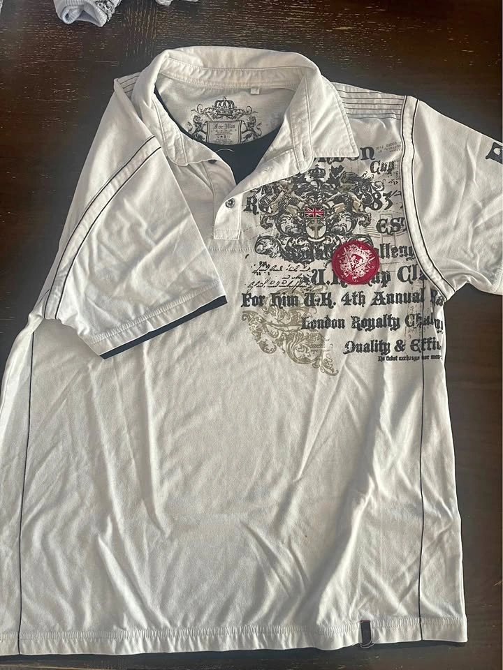 For Him London Graphic Polo Shirt Size XL