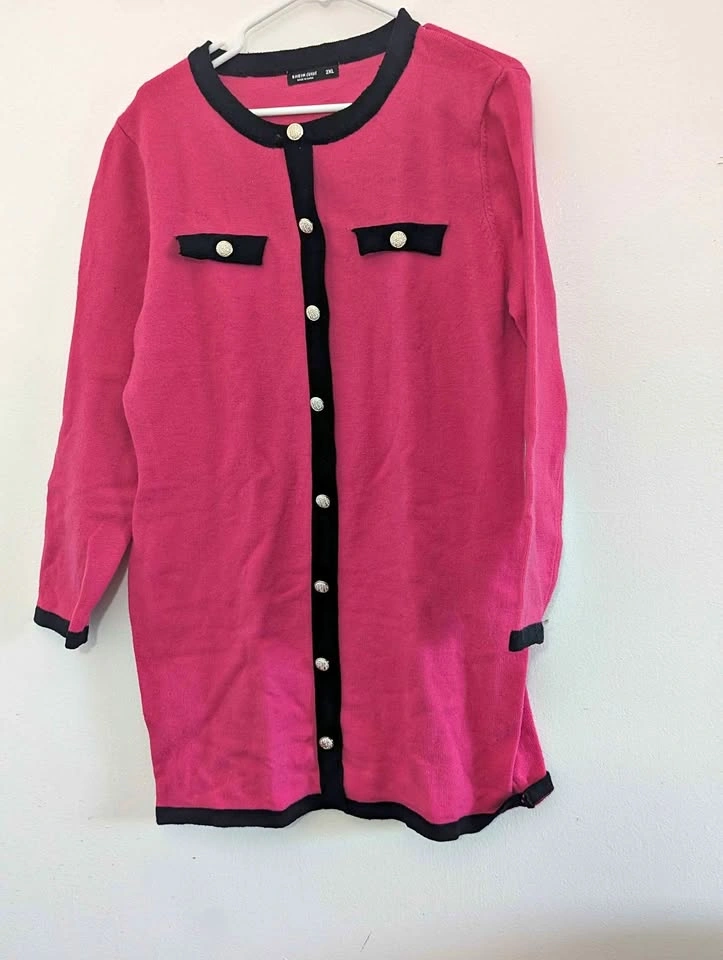 SHEIN CURVE Pink Knit Cardigan