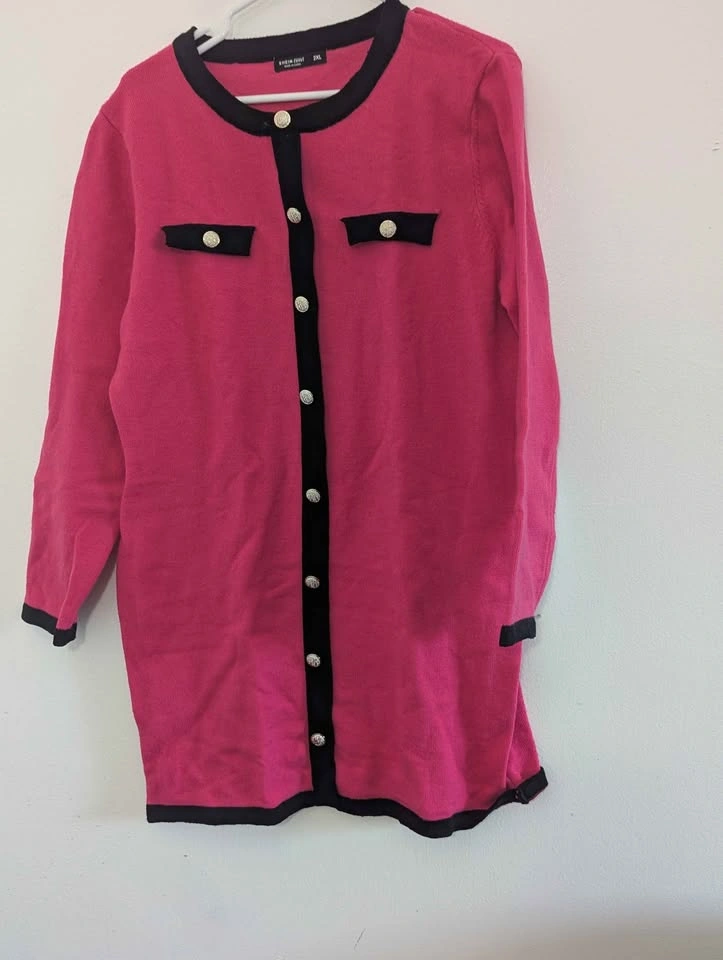 SHEIN CURVE Pink Knit Cardigan - photo 2