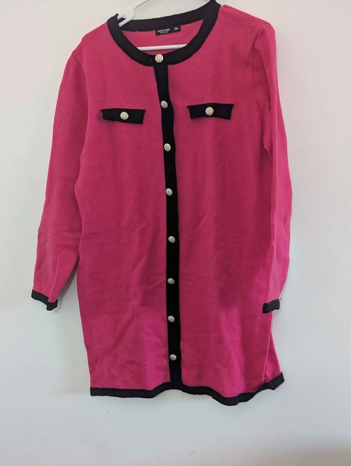 SHEIN CURVE Pink Knit Cardigan - photo 3