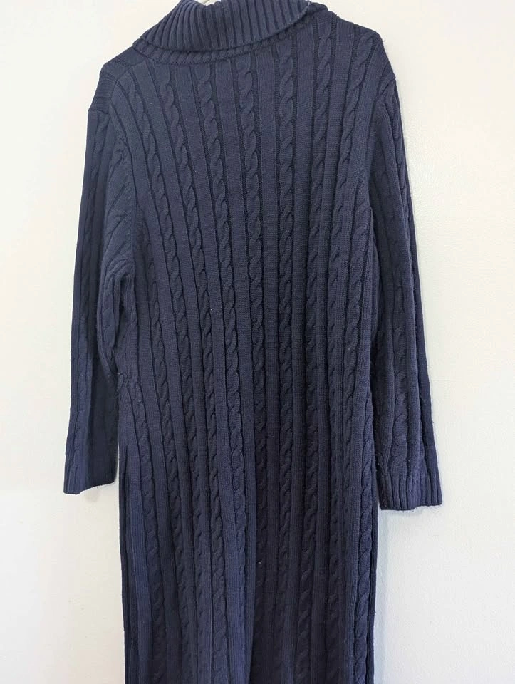 Lauren Ralph Lauren Navy Blue Cable Knit Long  Sweater Dress - photo 3