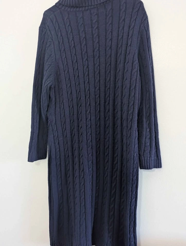 Lauren Ralph Lauren Navy Blue Cable Knit Long  Sweater Dress - photo 5