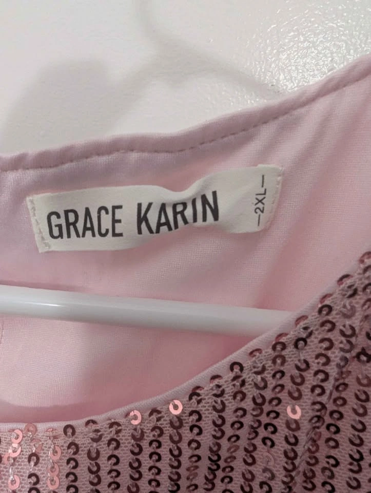 Grace Karin Pink Sequin Fringe Sleeveless Top Size 2XL - photo 4