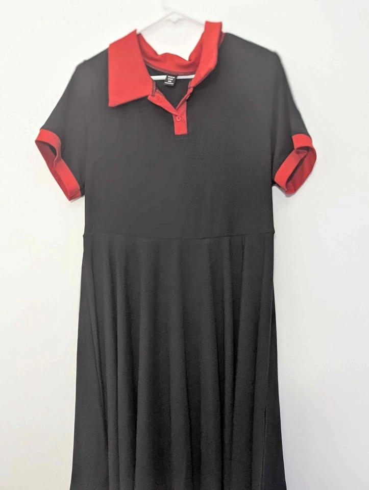 SHEIN Curve 1XL Black and Red Polo Dress