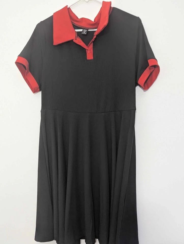 SHEIN Curve 1XL Black and Red Polo Dress - photo 2