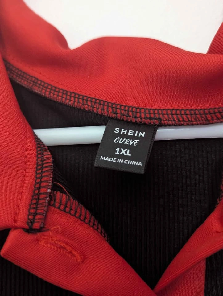 SHEIN Curve 1XL Black and Red Polo Dress - photo 3