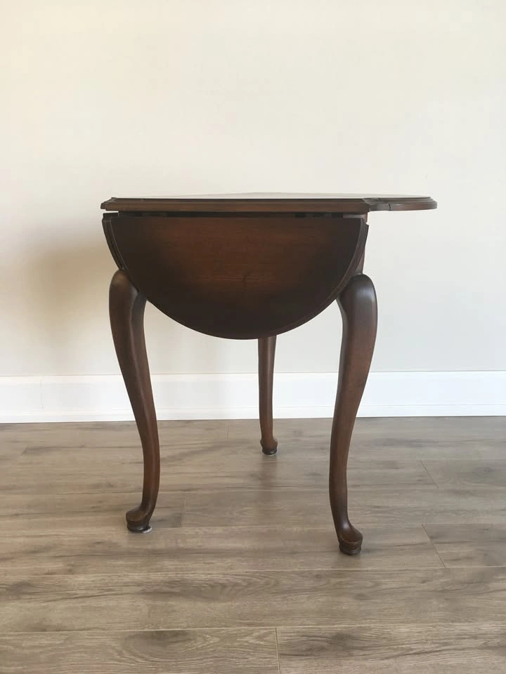 Solid Mahogany Wood 3-Legged Drop Leaf Accent Table - MINT CONDI - photo 3