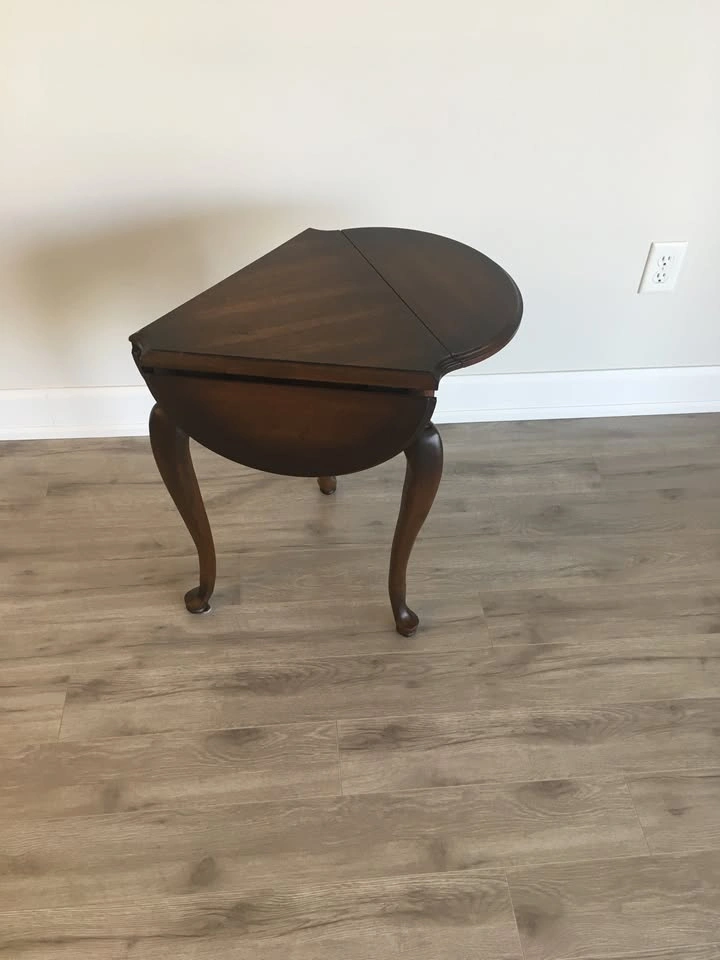 Solid Mahogany Wood 3-Legged Drop Leaf Accent Table - MINT CONDI - photo 4
