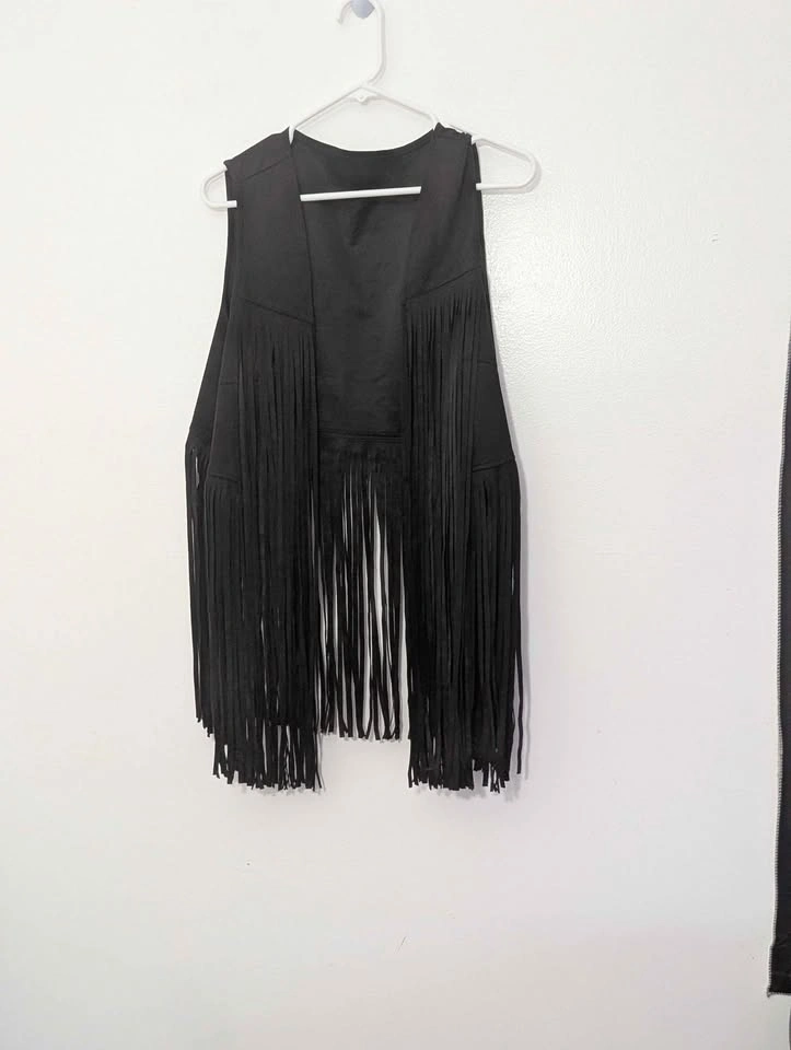 Black Fringe Vest Size 2XL - photo 3