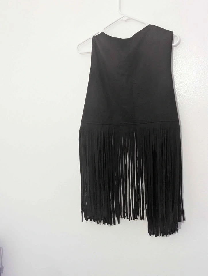 Black Fringe Vest Size 2XL - photo 4