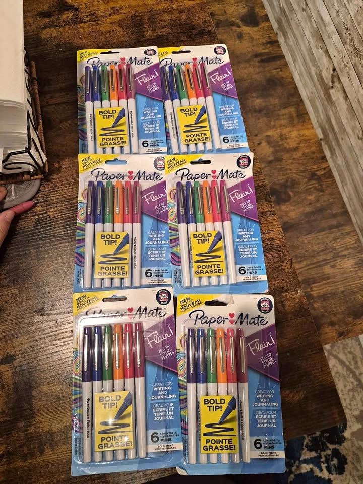 Brand New Papermate 6 Pack Felt Tip Pens Assorted