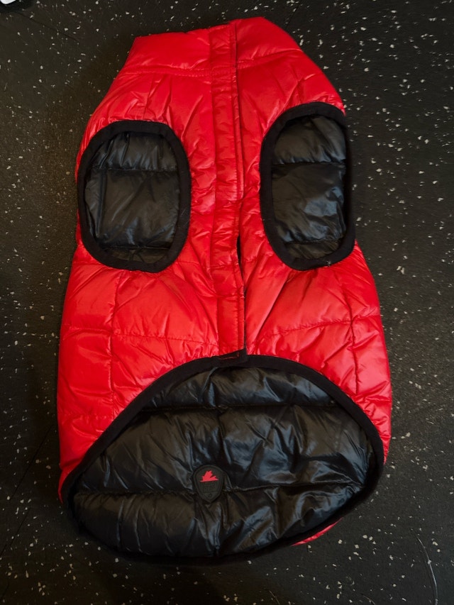 Pajar Canada Reversible Dog Puffer Coat Red Black Reflective - photo 2
