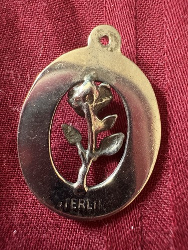 Vintage Portland Rose Sterling Silver Souvenir Charm Red Stone - photo 2