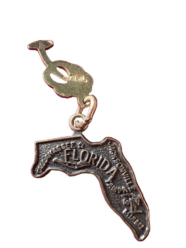 Vintage Florida Sterling Silver State Map Souvenir Charm - photo 3