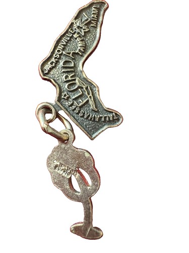 Vintage Florida Sterling Silver State Map Souvenir Charm - photo 4