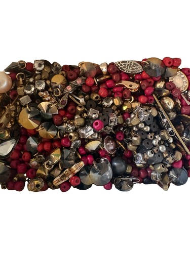 Vintage Jewelry Making Bead Lot Red Rhinestone Crystal Metal Fin - photo 3