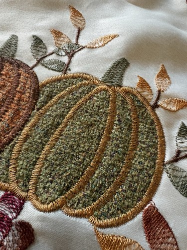 Fall Thanksgiving Table Runner 70 x 14 Embroidered Pumpkins - photo 3