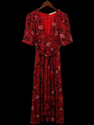 wayward fancies eshakti dress Deep V. Red. Belted