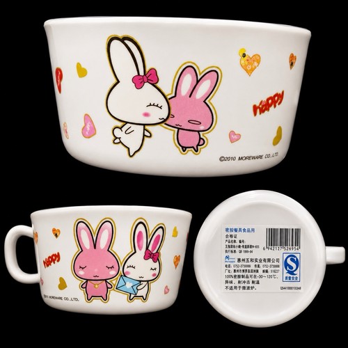2010 Moreware Kawaii Bunny Mug Cup Pink Rabbit Hearts W-655 - photo 2