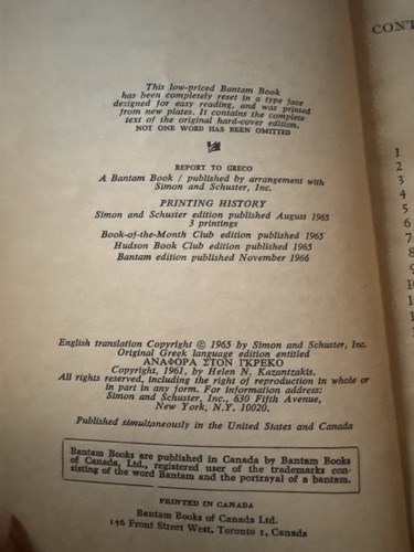 Nikos Kazantzakis Report to Greco 1966 Bantam Vintage Paperback - photo 2