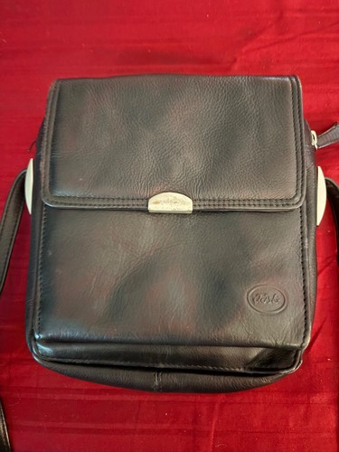 Genuine Leather Black RFID Crossbody Organizer Purse Wallet