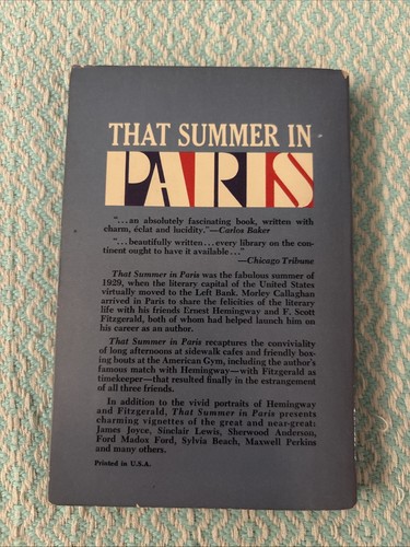 That Summer in Paris Morley Callaghan 1964 1st Dell Printing - photo 2