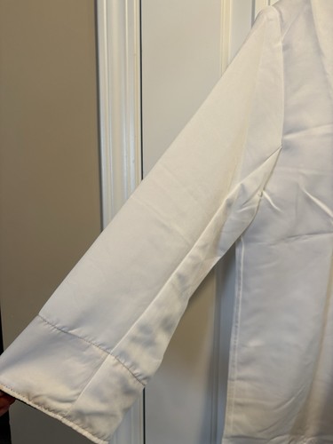 White Chef Coat Jacket Size L Black Trim Double Breasted - photo 2