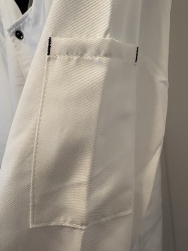 White Chef Coat Jacket Size L Black Trim Double Breasted - photo 4